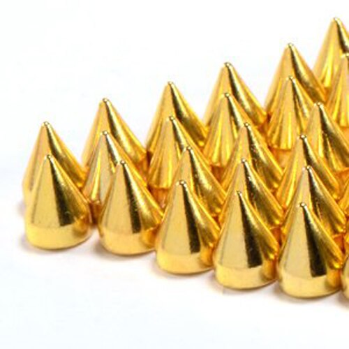 Praktische Szd 9.5Mm 100Pcs Screwback Gold Cone Spikes Studs Leathercraft Diy Punk Spots Bullet