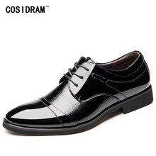 COSIDRAM Spring Men Formal Shoes Pointed Toe Wedding Business Shoes PU Leather Dress Shoes For Male BRM-947