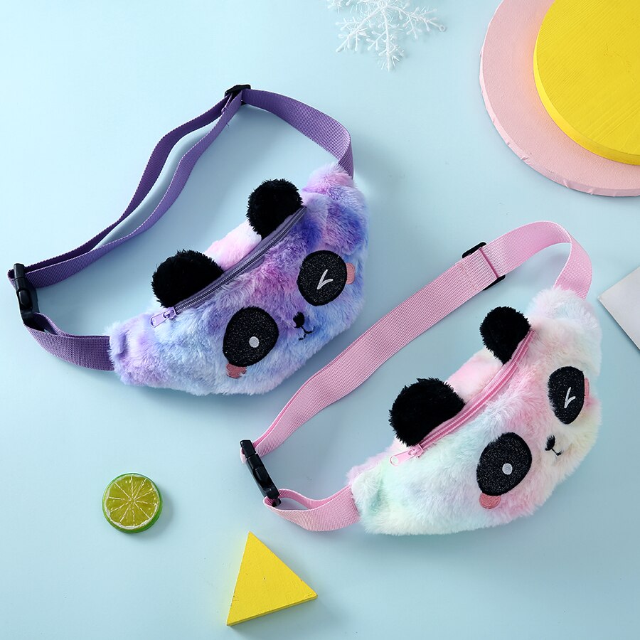 Cute Unicorn Children's Fanny Pack Girls Waist Bag Plush Toys Belt Gradient Color Chest Bag Cartoon Coin Purse Travel Chest Bag