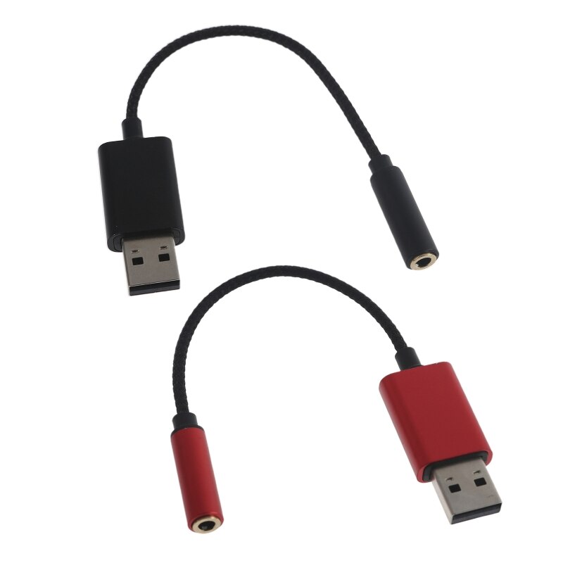 6.69in Adapter Male to Female USB to 3.5mm Jack Cable Headphones Mic Adapter for Headset PC Laptop Desktops