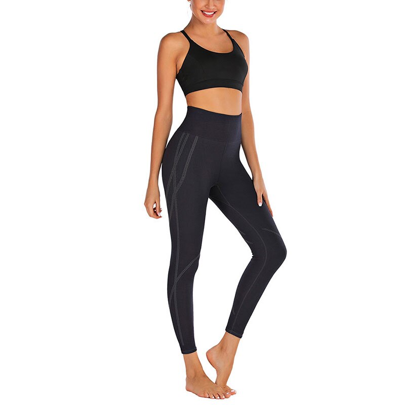 Hete Vrouwen Leggings Gym Sportkleding Yoga Broek Running Hoge Waisted Broek Snel Droog Vrouwen Trainingspak Effen Yoga Set Patchwork: Black / L