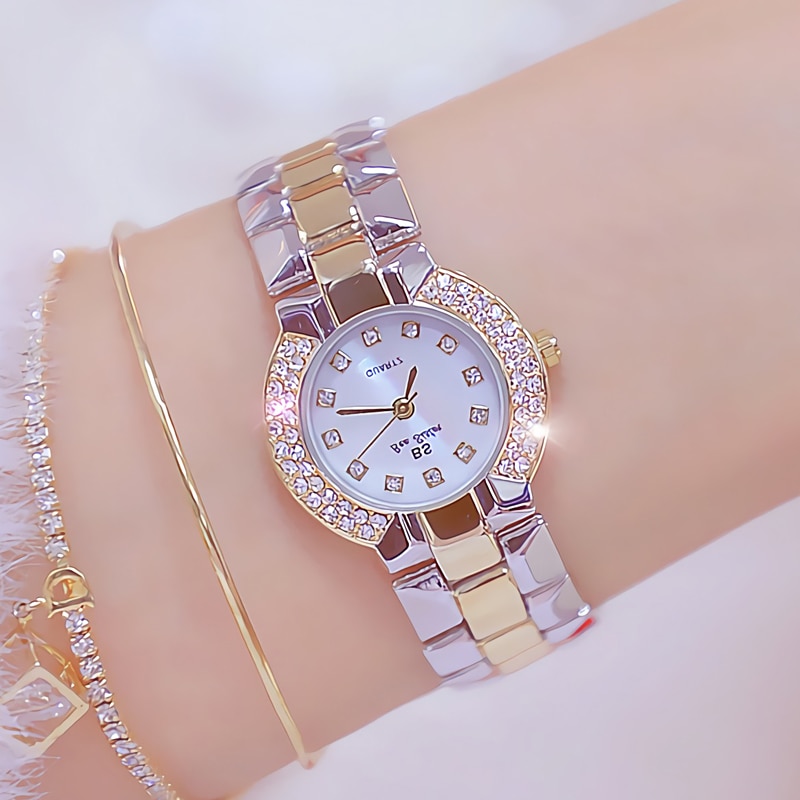 Women Luxury Brand Watch Dress Silver Gold Women Wrist Watch Quartz Diamond Ladies Watches Female Clock Bayan Kol Saati