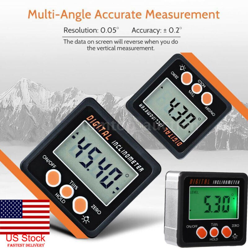 Mini Digital Inclinometer Electronic Protractor Magnetic Base 360 Degrees LCD Bevel Box Level Measuring Tool Angle Gauge Meter