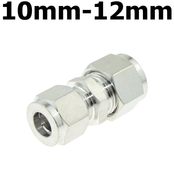 Compressor Fitting Reducer Union 1/8" 1/4" 1/2" 6mm 8mm 10mm 12mm OD Pipe Ferrule Tube Coupler Connector Stainless Steel 304: 10mm-12mm