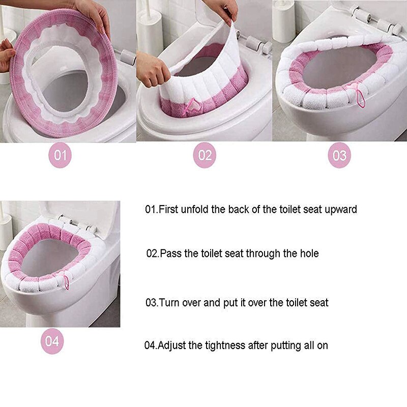 Housse de toilette pour adulte, en velours épais et , accessoires de salle de bain lavables, automne et hiver