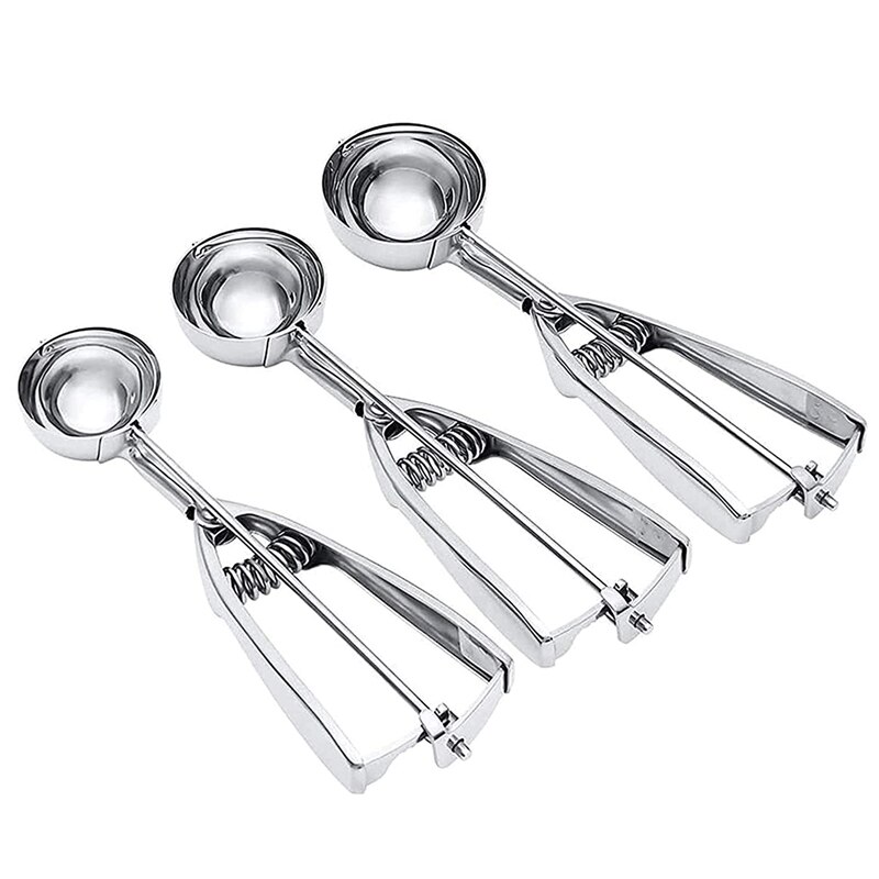 Ice Cream Scoop Biscuit Scoop Set, Stainless Steel Ice Cream Scoop With Trigger Release, Biscuit Scoop, For Baking: Default Title