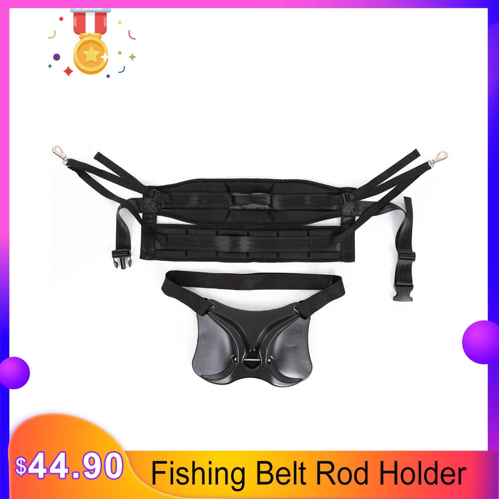 Fishing Belt Rod Holder + Fishing Harness Rock Waist Gimbal Fighting Belt Fishing Rod Pole Stand Saltwater Fishing Tackle