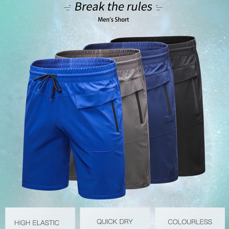 Di Formazione degli uomini Quick Dry Fitness Gym Sport Shorts Con La Parte Anteriore Tasca Posteriore dei Pantaloni di Sport di Pallacanestro Shorts