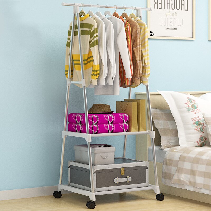 Actionclub Multifunction Perchas Simple Coat Rack Stainless Steel Removable Clothes Hanging Hanger Floor Stand Coat Rack Wheels