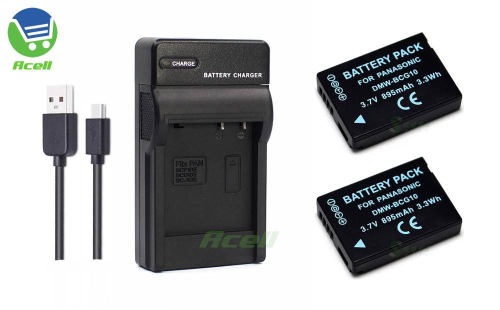 Dmw-bcg 10 batteri + usb-laddare för panasonic dmc -zr3 dmc -3 d 1 dmc -tz6 dmc -tz7 dmc -tz8 kamera byt ut dmw-bcg 10e dmw-bcg 10pp: 2 batterier 1 laddare