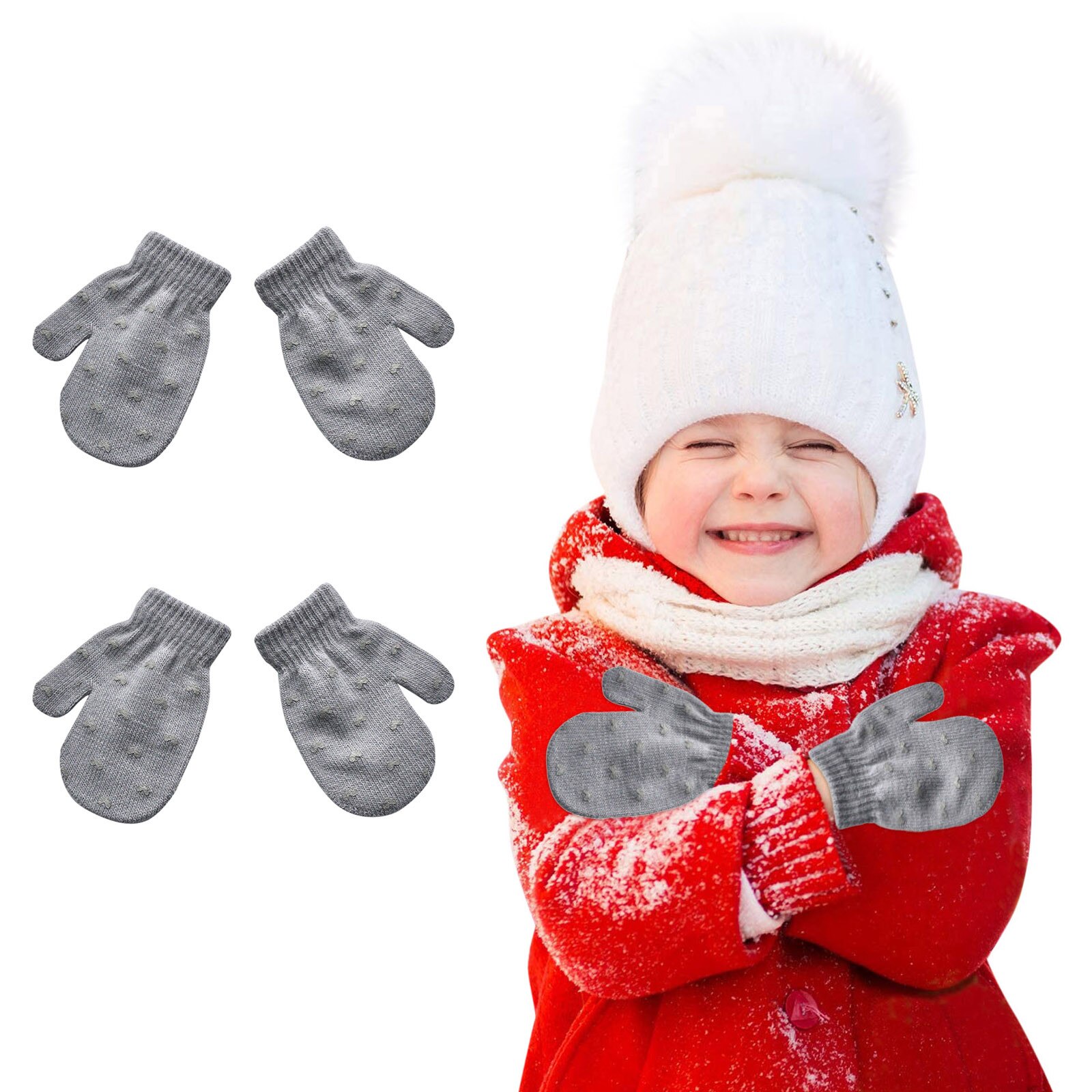 2 Paare 3 Farbe freundlicher Fäustlinge freundlicher Jungen Mädchen Winter Winddicht Niedlich Liebe Herz Erwärmung Gestrickte Handschuhe Winter Zubehör: B