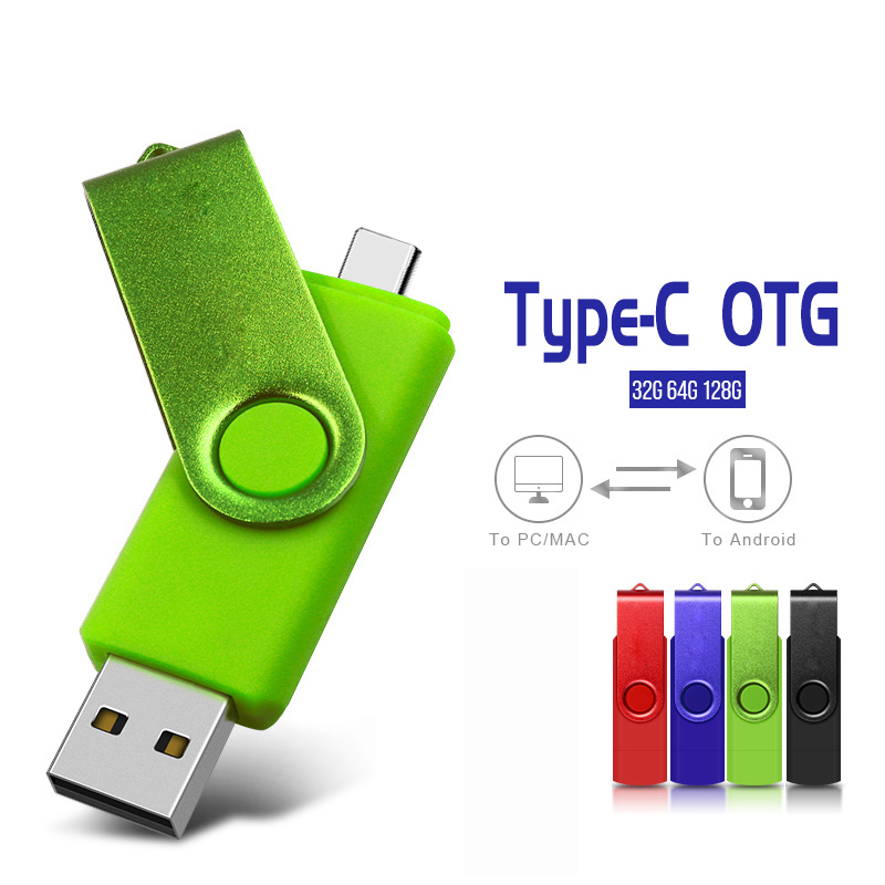 Metal otg 2 em 1 tipo c pen drive 128gb usb memória vara 4gb 8gb 32gb 64gb 128gb cle usb cle usb flash drive memoria usb