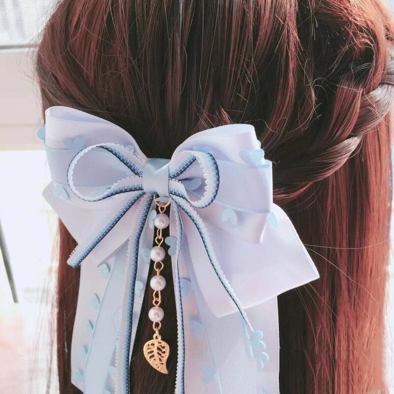 Lolita japonais bleu rêve couleur femmes à la main KC bandeau arc épingle à cheveux cheveux fermoir Cosplay cheveux accessoires pince latérale