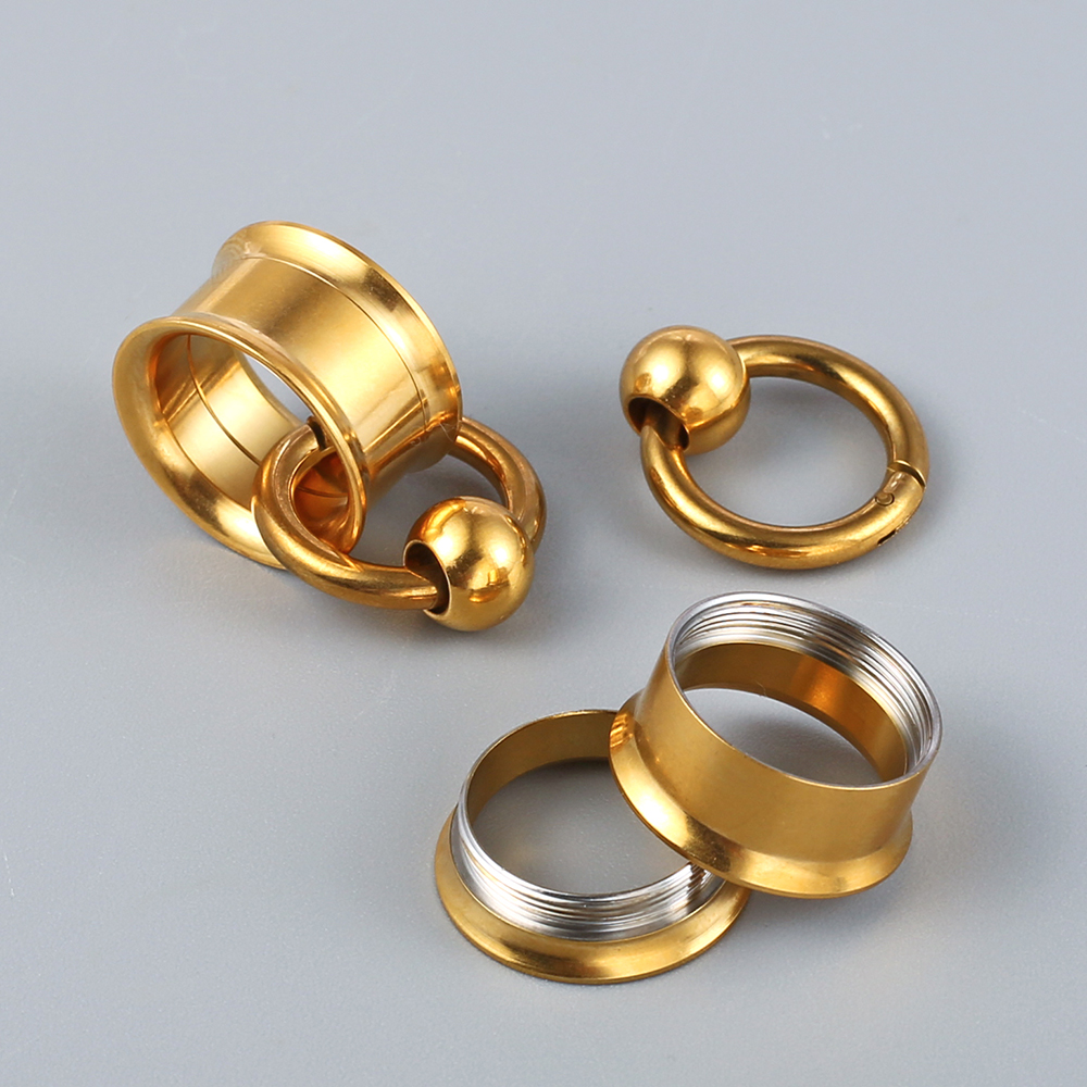 Twolobes 316 2 uds. Medidores de oreja redondos de acero inoxidable, tapones expansores, perchas para oreja, Piercing de túnel, joyería corporal para mujer, tachuelas ensanchadoras