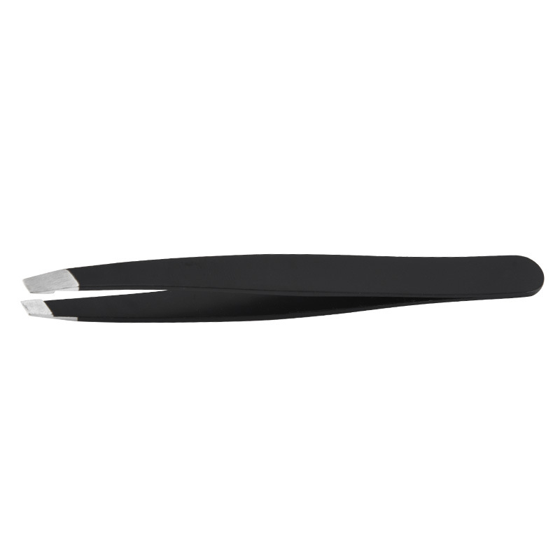 Eyebrow Tweezers Stainless Steel Slant Tip Hair Removal high-precision stainless steel eyebrow tweezers for facial hair Makeup T: black