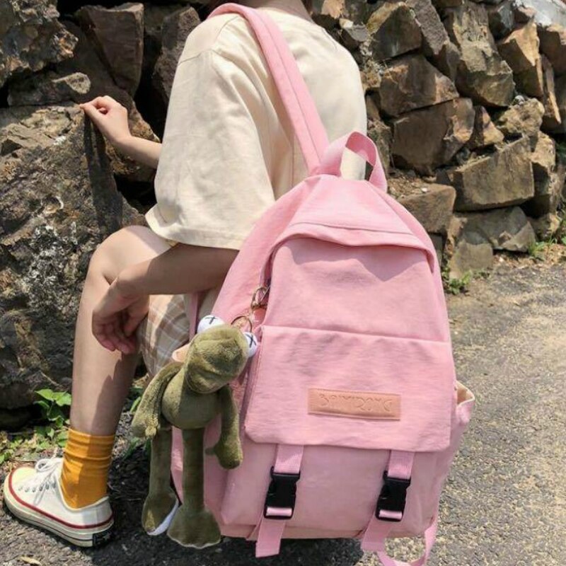 Mochilas femininas retalhos moda lona chique sólida preppy adolescentes mochila harajuku simples bolsa de viagem ulzzang ins all-match novo