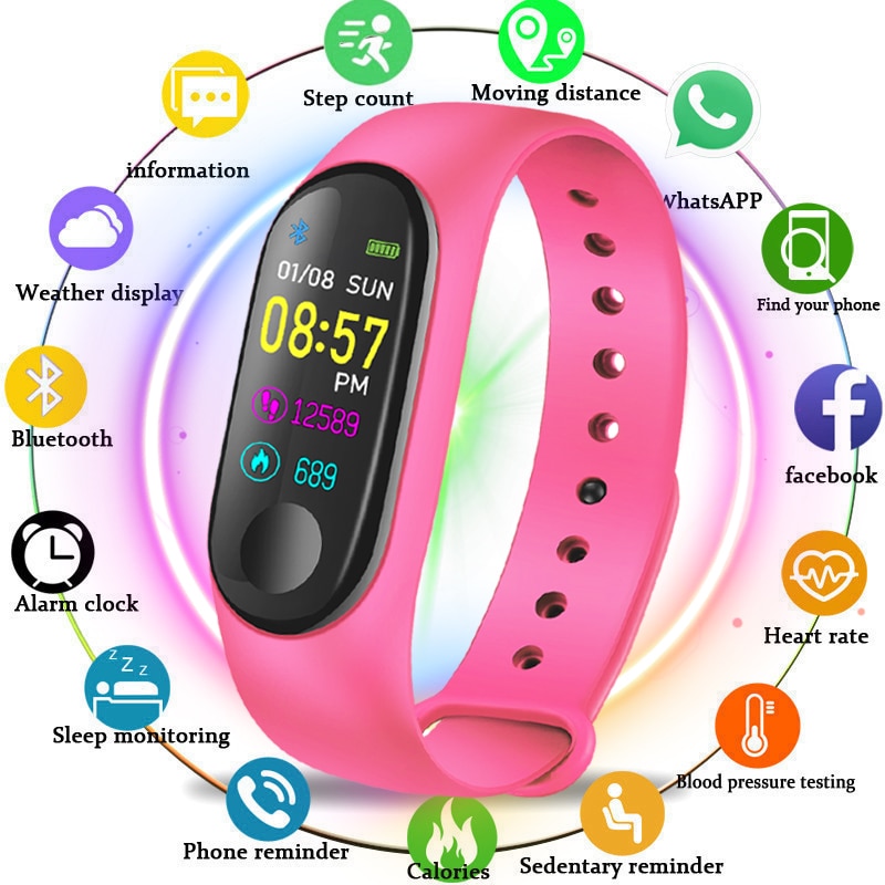 LIGE Women Smart Bracelet Heart Rate Blood Pressure oxygen Sleep Monitor Pedometer Fitness Sport Watch For Android ios + Strap