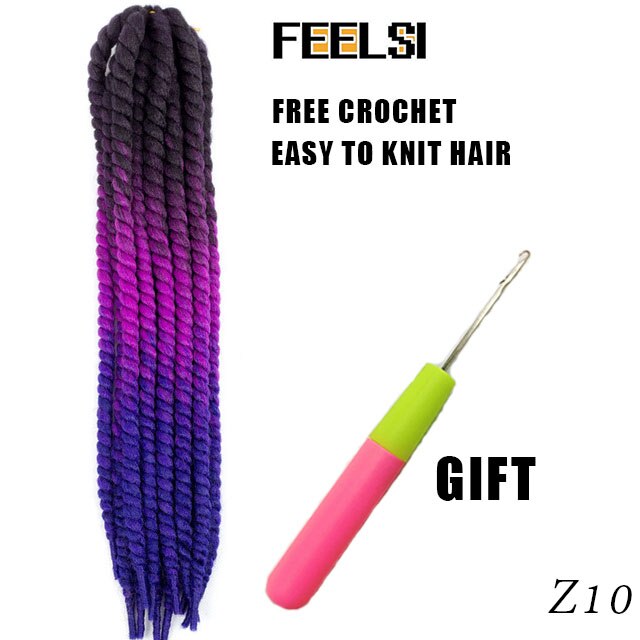 Havana Mambo Twist Hair Crochet Braids 22'' 120g 20 Color Ombre Synthetic Crochet Hair Braiding Hair FEELSI Purple: P12/613
