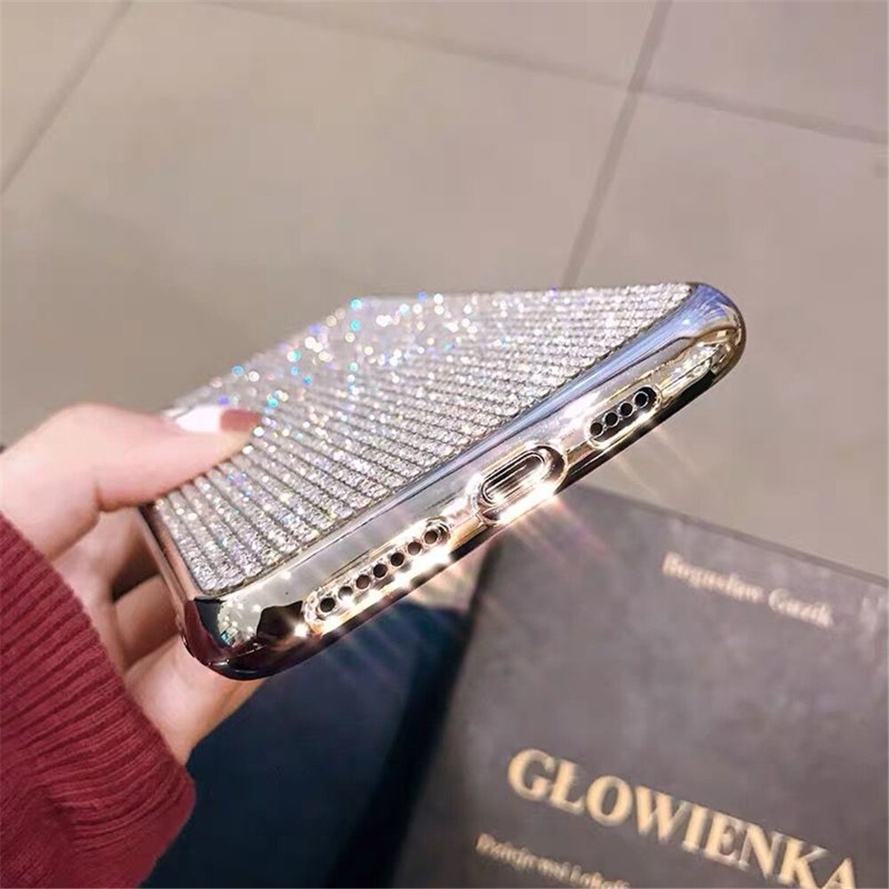 Luksus glitter rhinestone telefon etui til samsung galaxy  s20 ultra  s8 s10 s9 plus  s10e skinnende diamant blød silikone bagcover