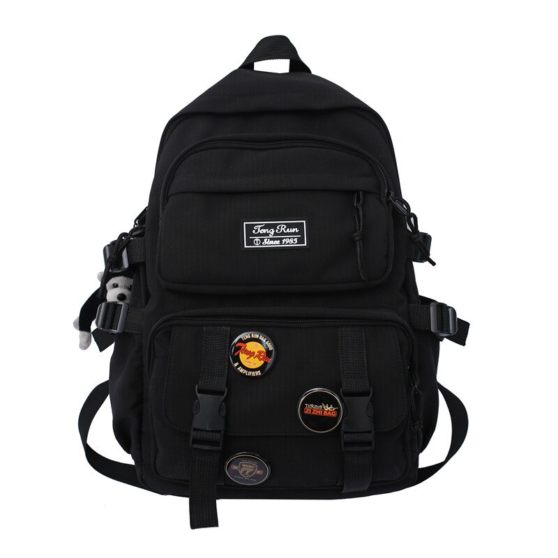 100% Women's Backpack Large Capacity Nylon School Bag for Teenage Girls Student Book Laptop Travel Rucksack Mochila: 9BLACK / only bag