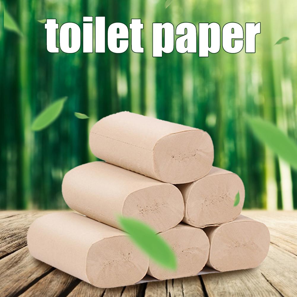 Hushålls toalettpapper naturligt bambu massa rulle papper kärnfritt papper för inomhus utomhus 14 rullar/förpackning