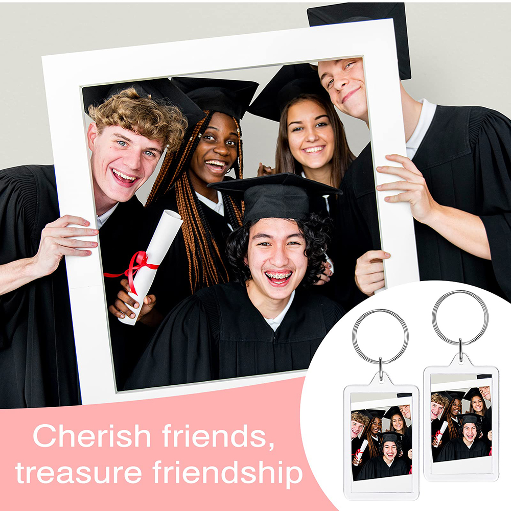 Tomma nyckelringar fotoinsats nyckelringar tomma nyckelringar i akryl dubbelsidig tom bildnyckelring