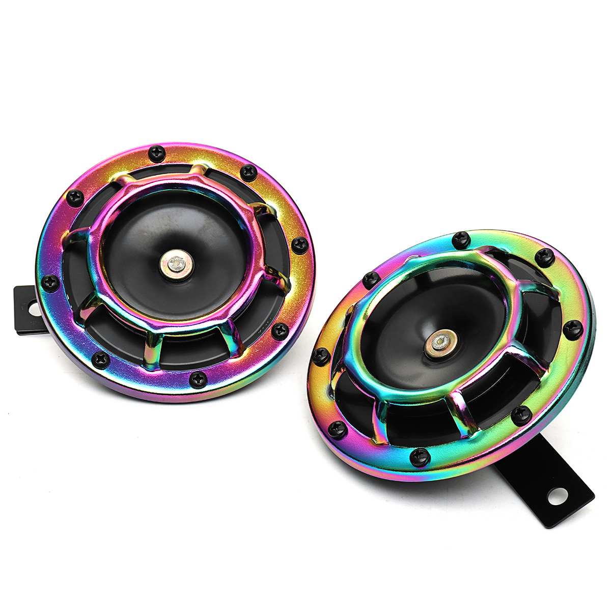 Universal Motorcycle Car Siren Dual Tone Electric Pump Loud Air Horn 12V 139db Off-road Super Loud Compact Electric Blast Tone: Colorful