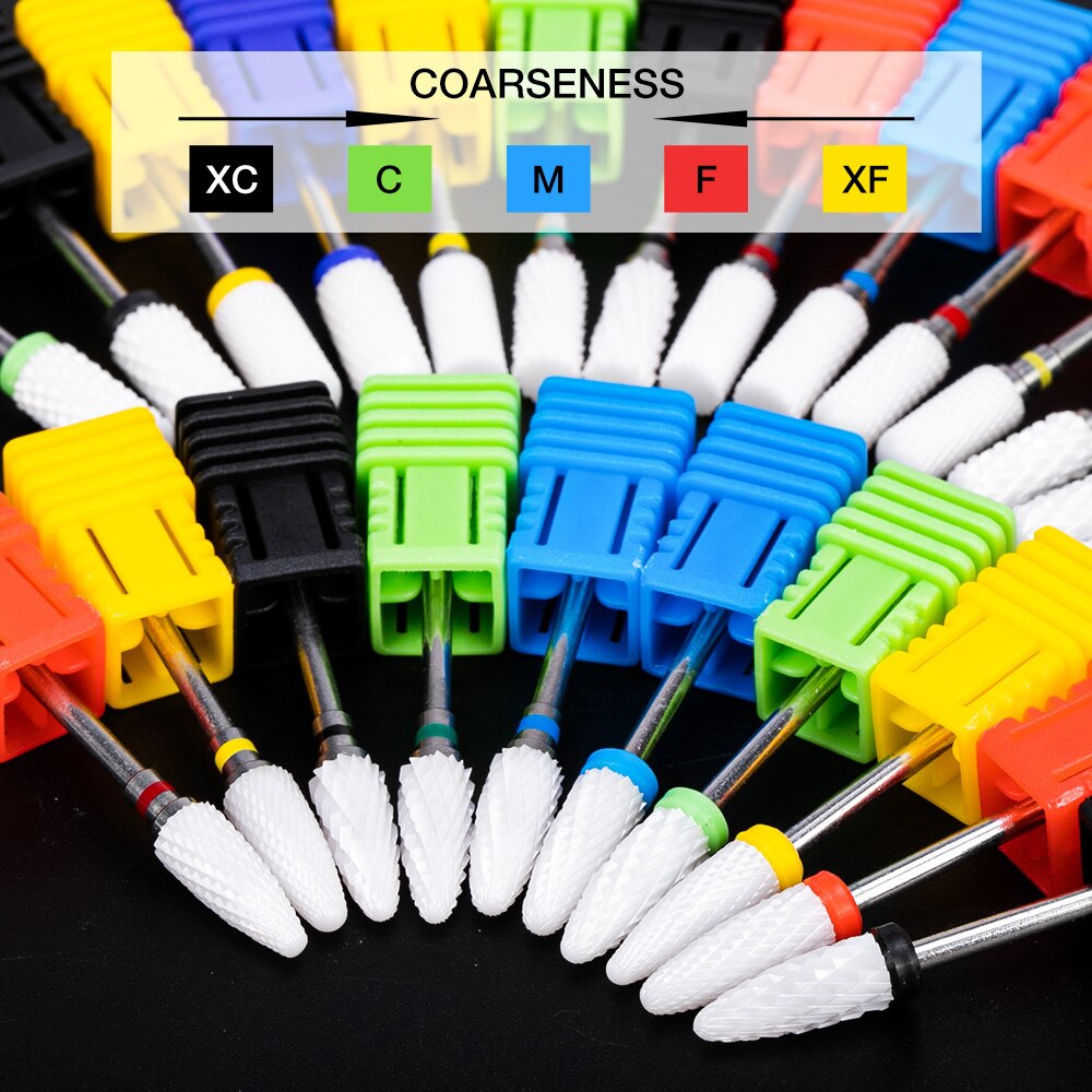 Juego de brocas de cerámica para uñas, Kit de taladro eléctrico de manicura para fresadora, limas de uñas, accesorios de equipo de arte de uñas, 5 uds.