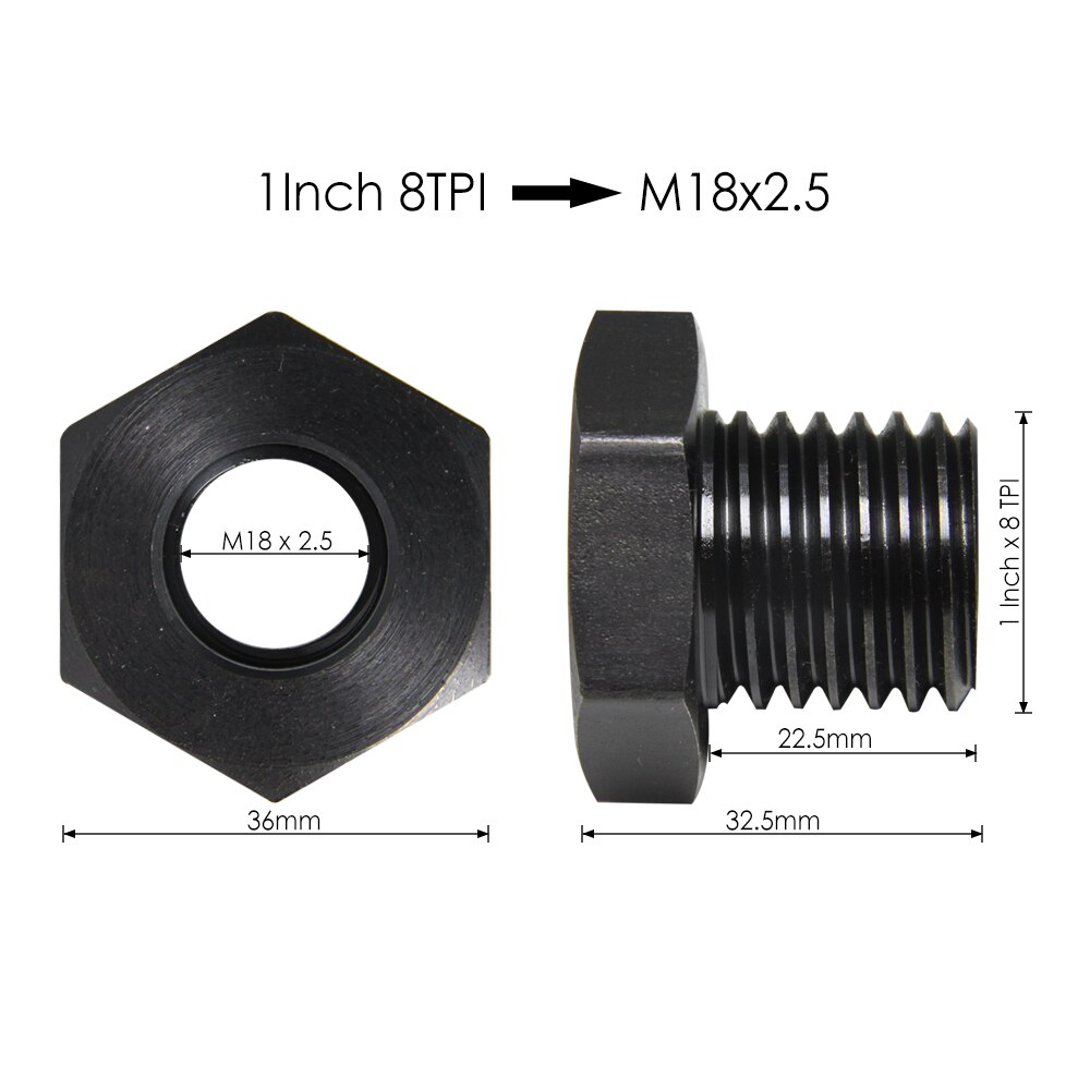 TASP Wood Lathe Headstock Spindle Adapter M33 1 Inch M18 Wood Turning Threaded Insert Chuck Adapter for Woodworking Accessories: 1x8 TPI to M18x2.5