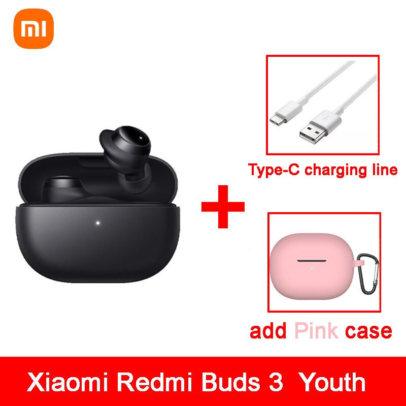 Xiaomi Redmi Knoppen 3 Jeugd Lite Edition Bluetooth 5.2 Koptelefoon Tws Echte Draadloze Headset Touch Control Ruisonderdrukking: add Pink case