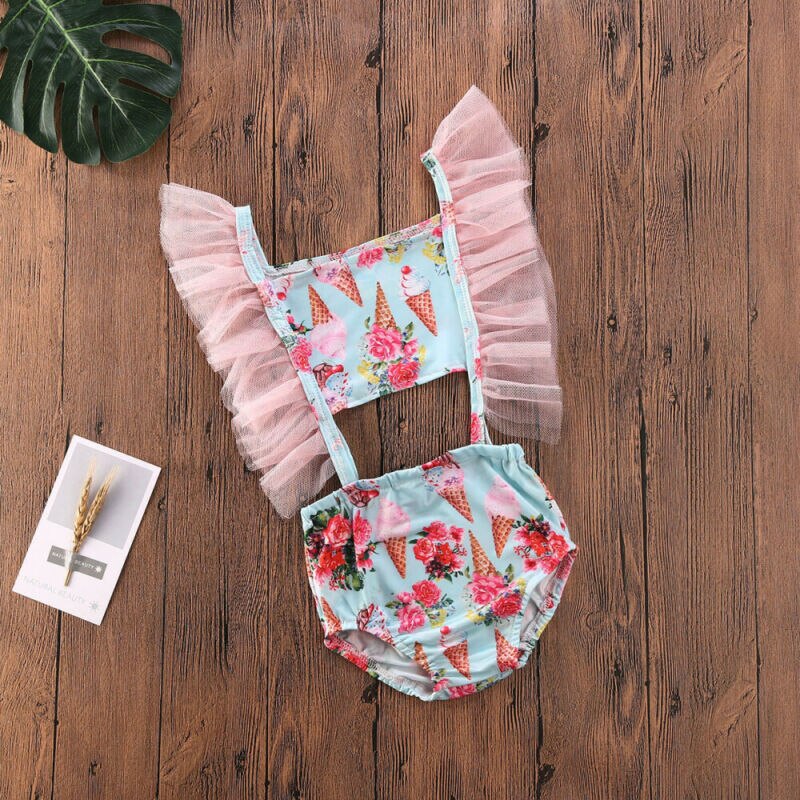 Toddler Baby Girls Bikinis Cute Kids Lace Ice Cream Swimwear Bathing Suit Bikini Beachwear Swimsuit Swimming Clothes