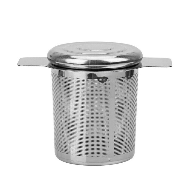 Tee-ei aus edelstahlgewebe, teesieb, teetasse, filter für losen tee, küchenzubehör: Mit deckel