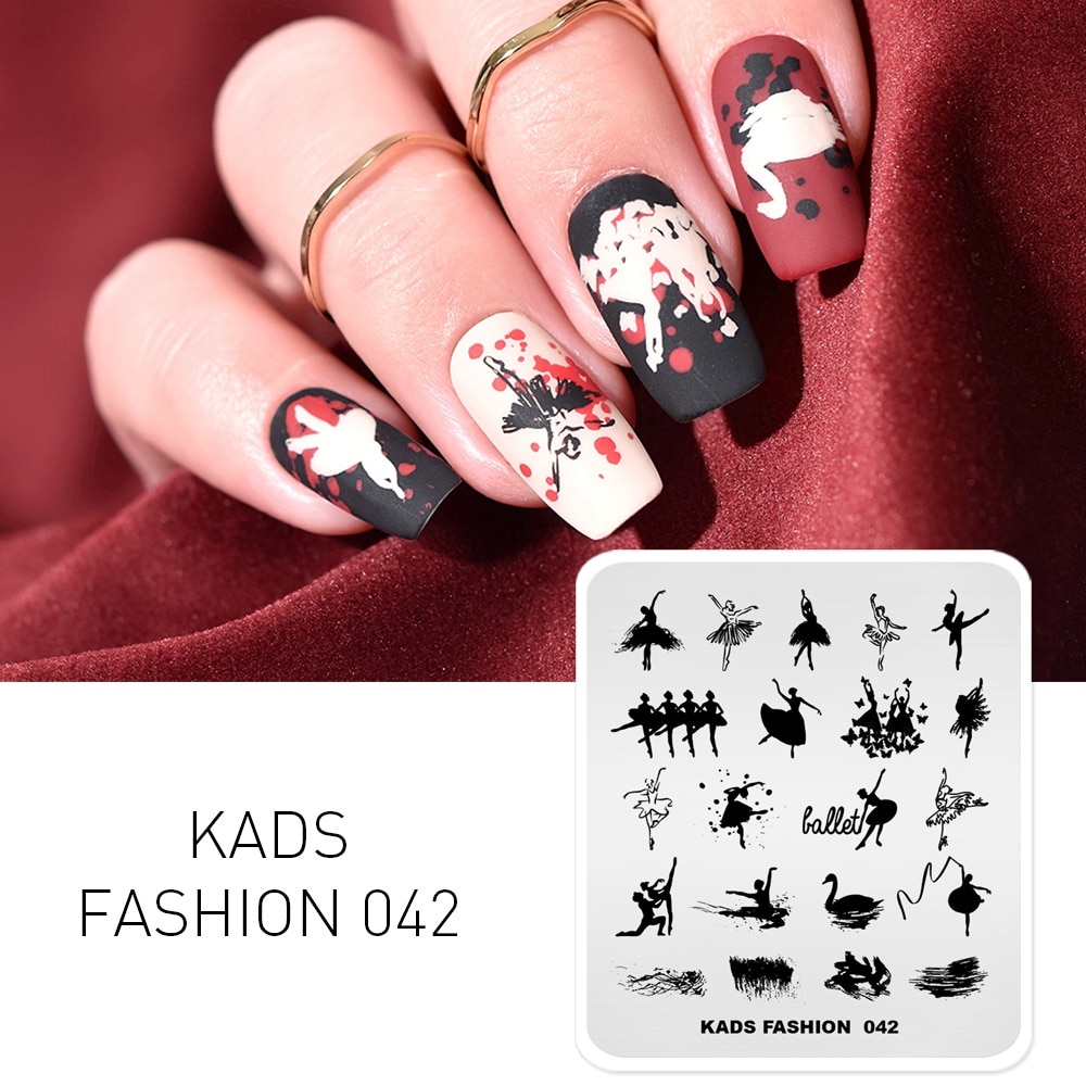 KADS Rechthoek nail stempelen platen Dans Beeld van Nail Stempel Stamping Stencil kleurrijke Template Plaat voor Nail Decoratie