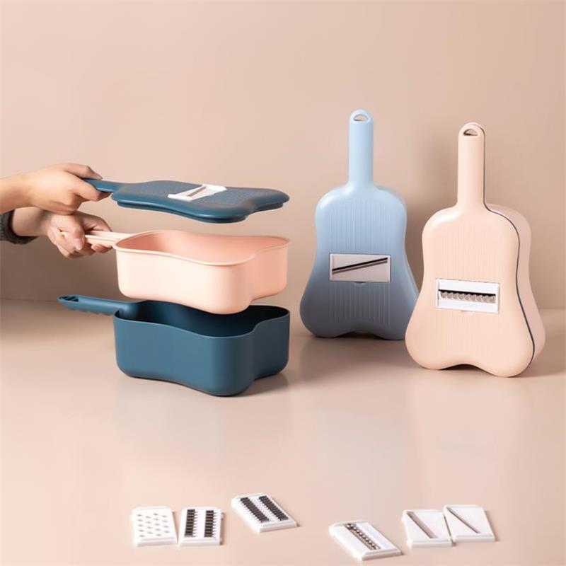 Keuken Handleiding Groente Fruit Cutter Slicer Mode Ukulele Multi Slicer Met Afvoer Mand Shredder Rasp Snijmachine Gratis Dunschiller