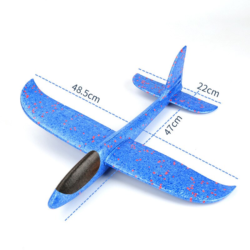 48 CM DIY Hand Throw Airplane EPP Foam Launch fly Glider Planes Model Aircraft Outdoor Fun Toys for Children Plane Toys Game: non-luminous-blue