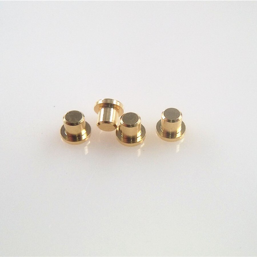 10pcs Female Pogo Pin Flange Diameter 3.0 mm Height 2.0 mm Flat surface Circular Contact Pad Brass Gold plate Spring connector