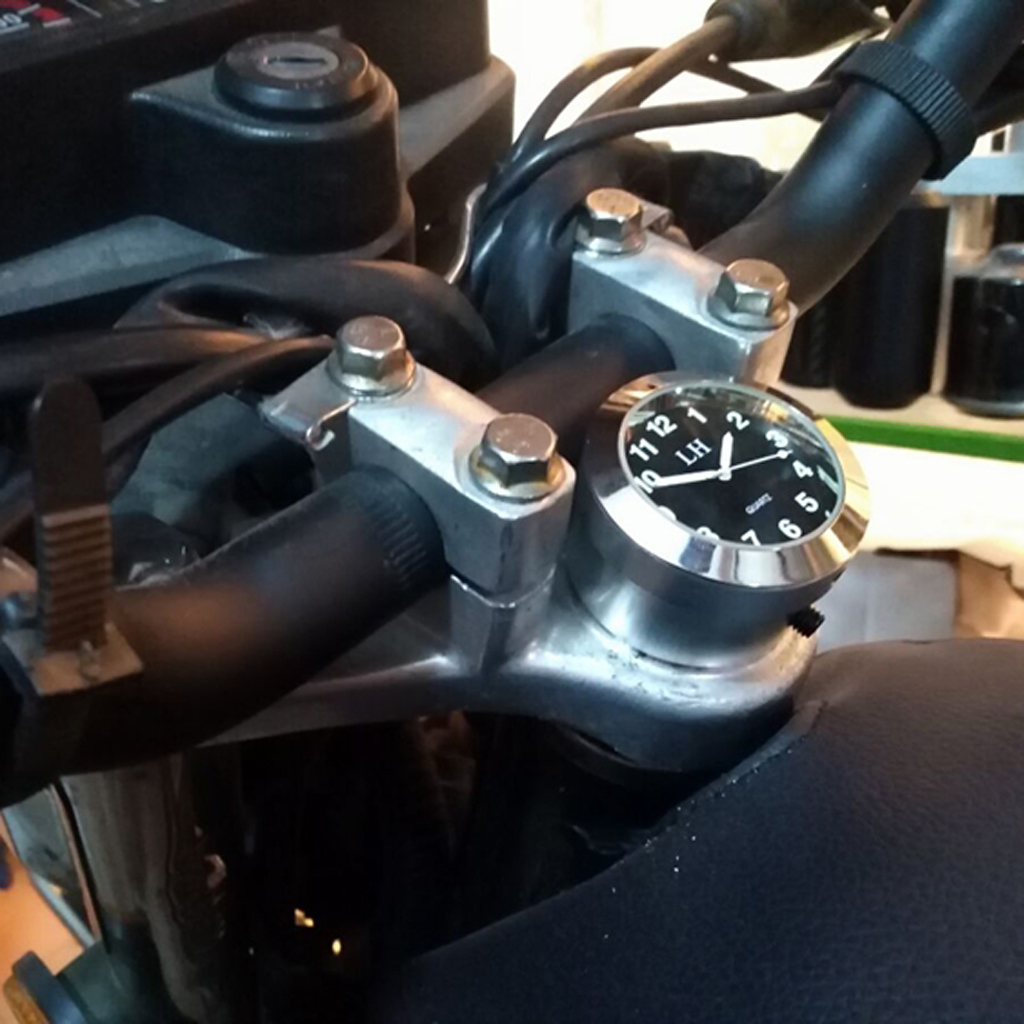 Chrom Universal- Motorrad Montieren Uhr Schwarz Gesicht Uhr für Motorrad