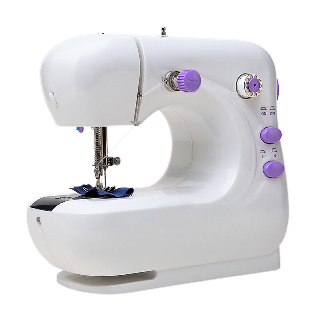 Mini Electric Handheld Sewing Machine With Led Multifunction Dual Speed Double Thread Automatic Tread Rewind Sewing Machine: Purple