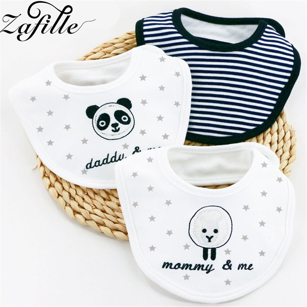 ZAFILLE 3Pcs Pure Cotton Baby Bibs Cartoon Print Baby Boy Stuff Feeding Apron Soft Baby Stuff For Newborn Burp Cloths