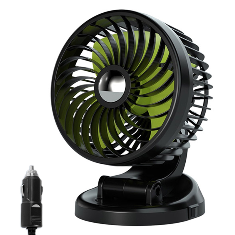 Auto Cooling Cooler 360°Rotatable Cooling Fan USB5V Cigarette-Lighter 12V/ 24V Quiet Car Fan for Dashboard Armrest Area: 12V