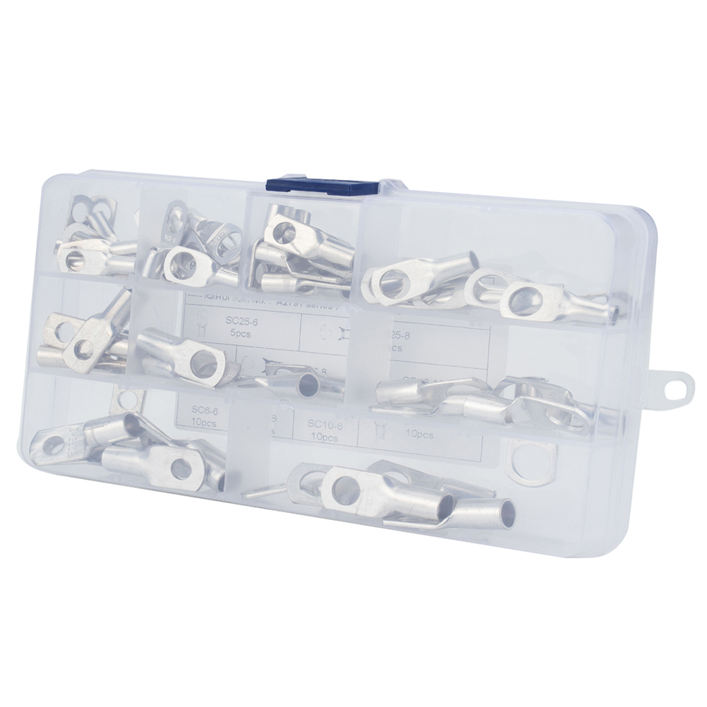 120pcs Bare Terminal Tinned Soldered Copper Crimped Tube Lug Terminal Kit for Auto