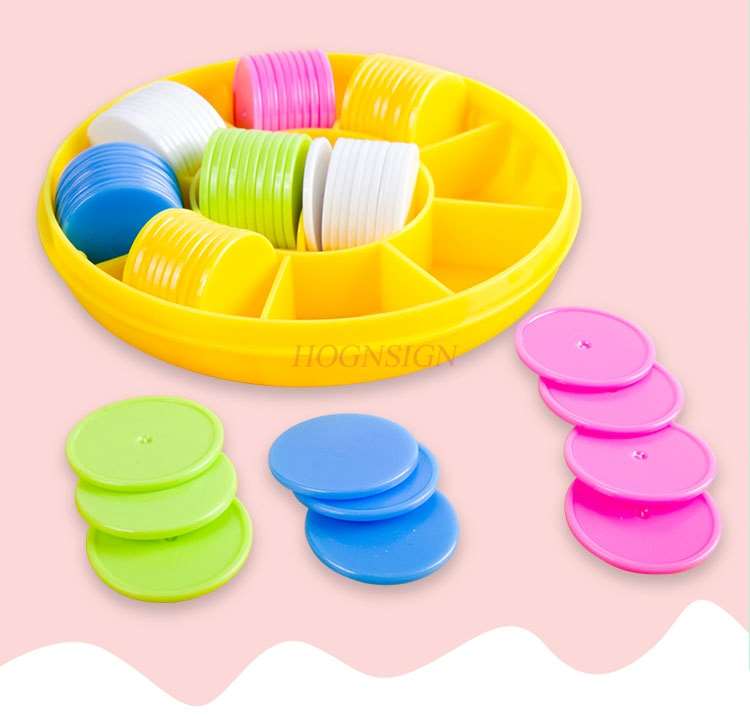 Counting disc children's mathematics with red yellow blue green white color counting disc plastic sheet classification