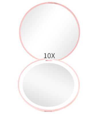 Espejo LED de bolsillo para maquillaje, Mini, portátil, con luz recargable, compacto, de mano, 1x aumento, plegable, espejo de belleza