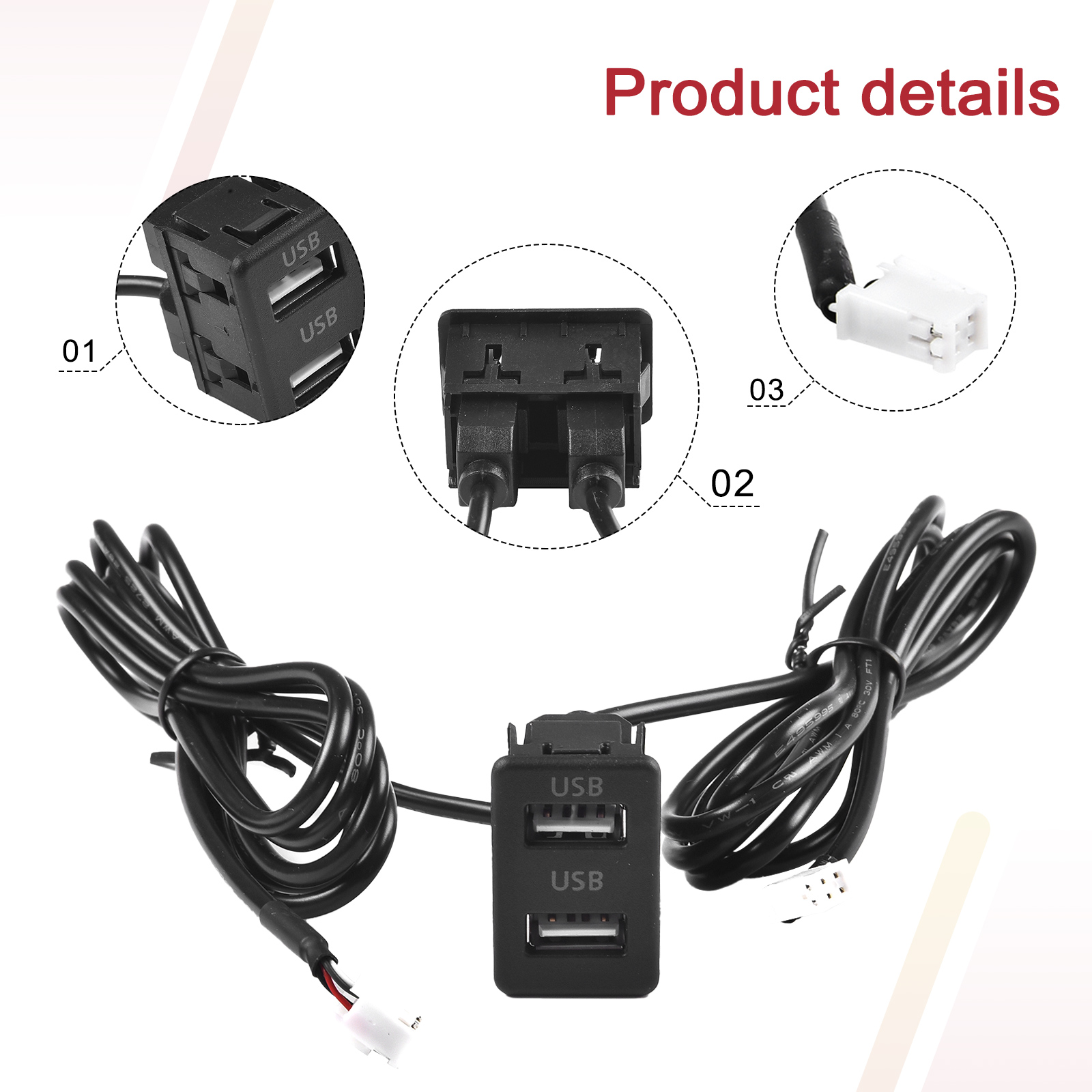 Soporte para salpicadero de coche, adaptador de Cable de extensión de interfaz de Panel de puerto USB tipo C Dual de 4, 6 pines para bicicletas automotrices y barcos
