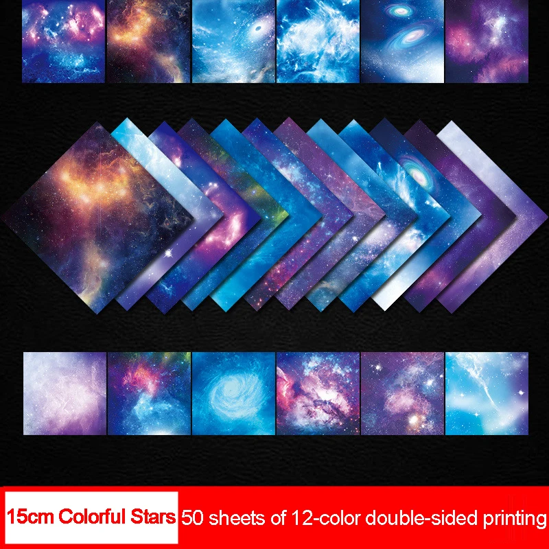 50 Double Sided Starry Pattern Origami Paper Folding Crafts Paper For DIY Hand Crafts Arts Creativity School Lessons Home Decor: light green