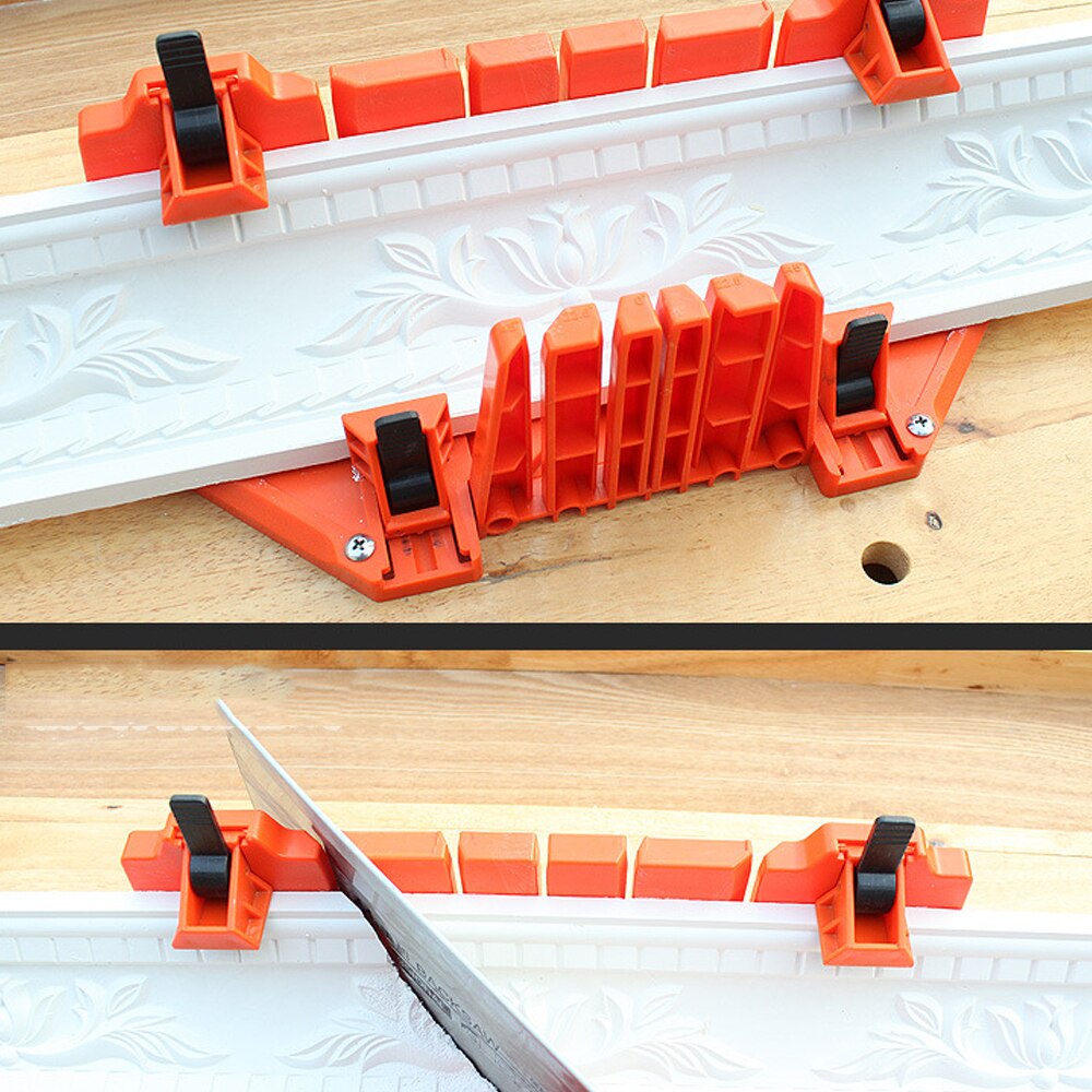 Woodworking Clamping Mitre Box Diagonal Saw Cabinet 45 90 Degree Saw Box Angle Saw Oblique Cutting Groove Sawing Guide Slot