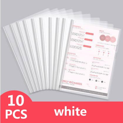 10 Pieces Color Transparent Draw Rod Folder File Report Resume Folder Thickened Draw Rod Folder Plastic Rod Clip: 10pcs white