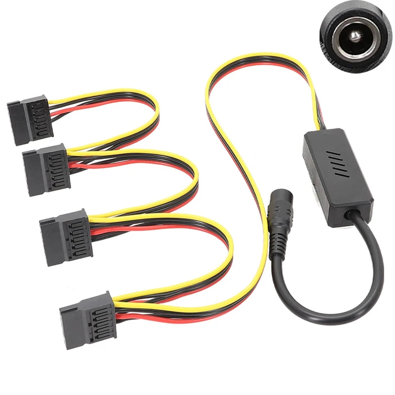 Adaptador DC 5525 a Sata Molex Cable de disco duro enchufe a 2 3 4 IDE 1x2x3x4xSATA Cable línea 12V a conector de conexión grande de 4 pines: Azul