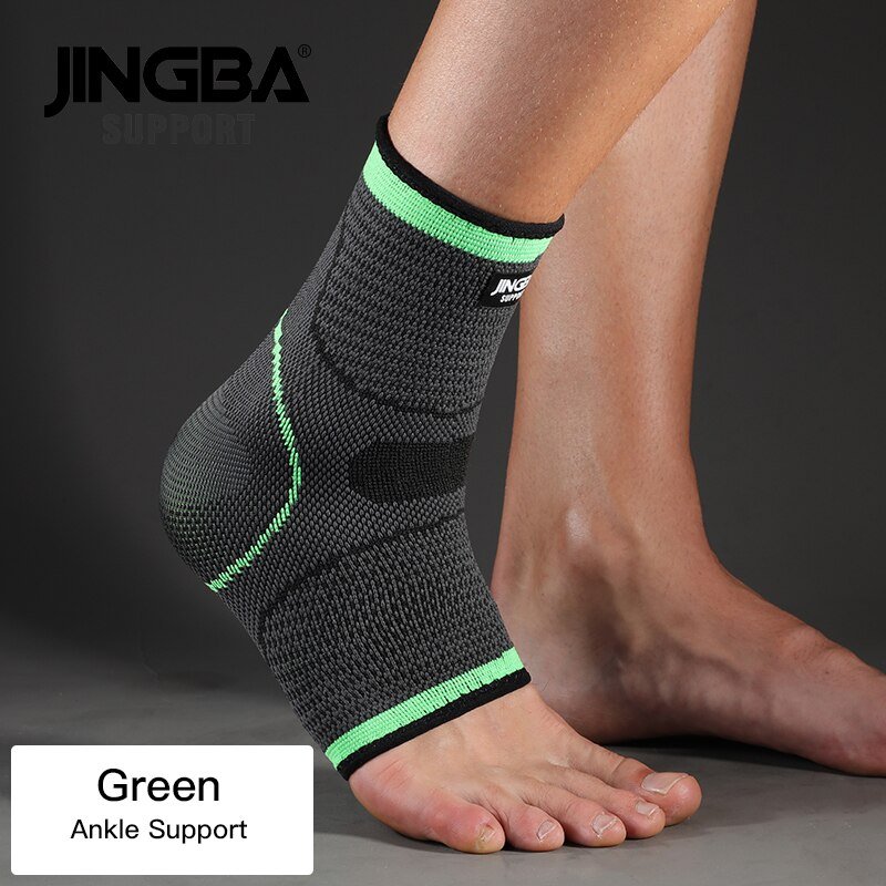 JINGBA SUPPORT Sports protective gear 1PCS Nylon basketball knee protector +wristband Support+ankle support+Elbow pads+hand guar: Green Ankle support