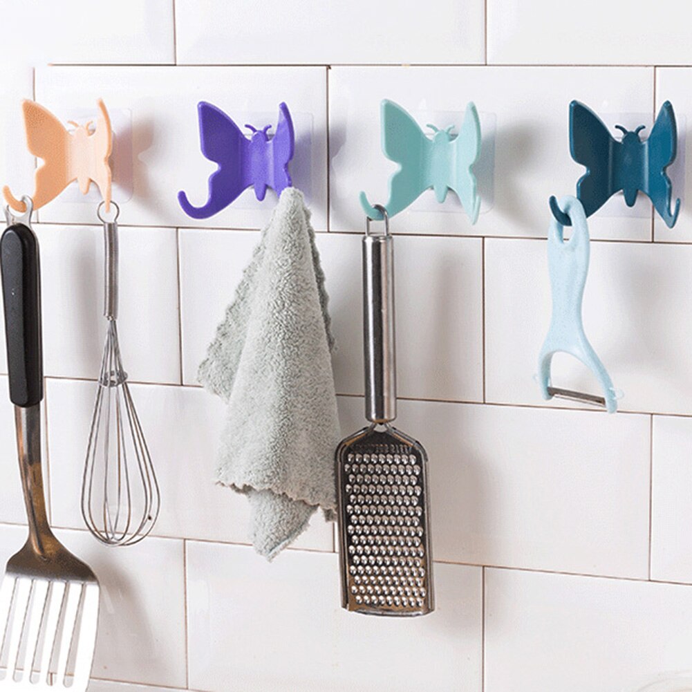 Soporte de gancho para ducha en forma de mariposa, colgadores de pared para bolsa, llaves, toallas, baño, SCI88, nueva decoración